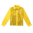 thumbnail image 3 of Yhong Kids Boys Long Sleeves Glitter Spread Collar Shirt Top for Choir Jazz Hip Hop Dance Stage Gold 140, 3 of 7