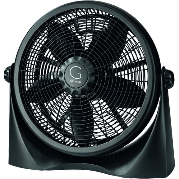 Genesis Adjustable Floor Fan  - 360 Degree Vertical Tilt,  3 Energy Efficient Fan Speeds  Black