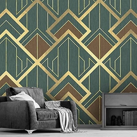 Wall Mural Wallpaper 96 x 66 inch (Width x Height) Custom 3D Creative Geometric Pattern Gold Lines Large Mural Modern Hotel Bedroom Living Room Sofa TV Background Photo Wallpaper