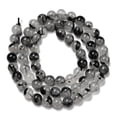 thumbnail image 2 of Grade A Natural Tourmalinated Quartz/Black Rutilated Quartz Beads Strands Round 6mm Hole: 0.8mm about 64pcs/strand 15.43''(39.2cm), 2 of 4