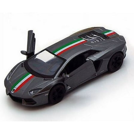5" Kinsmart Lamborghini Aventador LP700-4 Stripes Diecast Toy Car 1:38 Grey