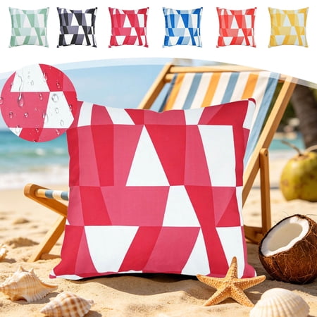 WYBXZ Outdoor Waterproof Pillow Cover Black Geometric Stripe Fade Resistant Polyester Square Cushion Case for Patio Chair Sofa Summer Porch Decor