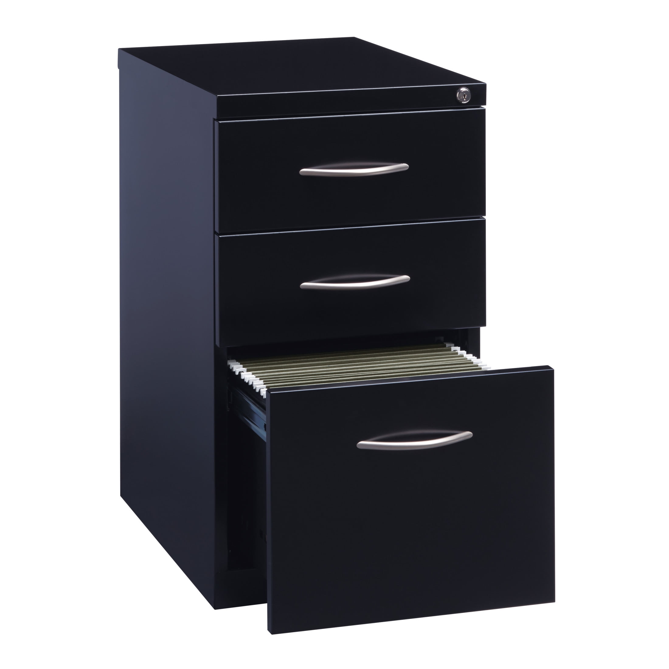 Hirsh 23" Deep Mobile Pedestal File Cabinet 3 Drawer Box-Box-File, Letter Width, Black