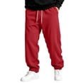 thumbnail image 2 of Resicozy Joggers for Men with Pockets Fleece Casual Sweatpants Fashion Solid Drawstring Elastic Waist Athletic Pants Red 5XL, 2 of 7