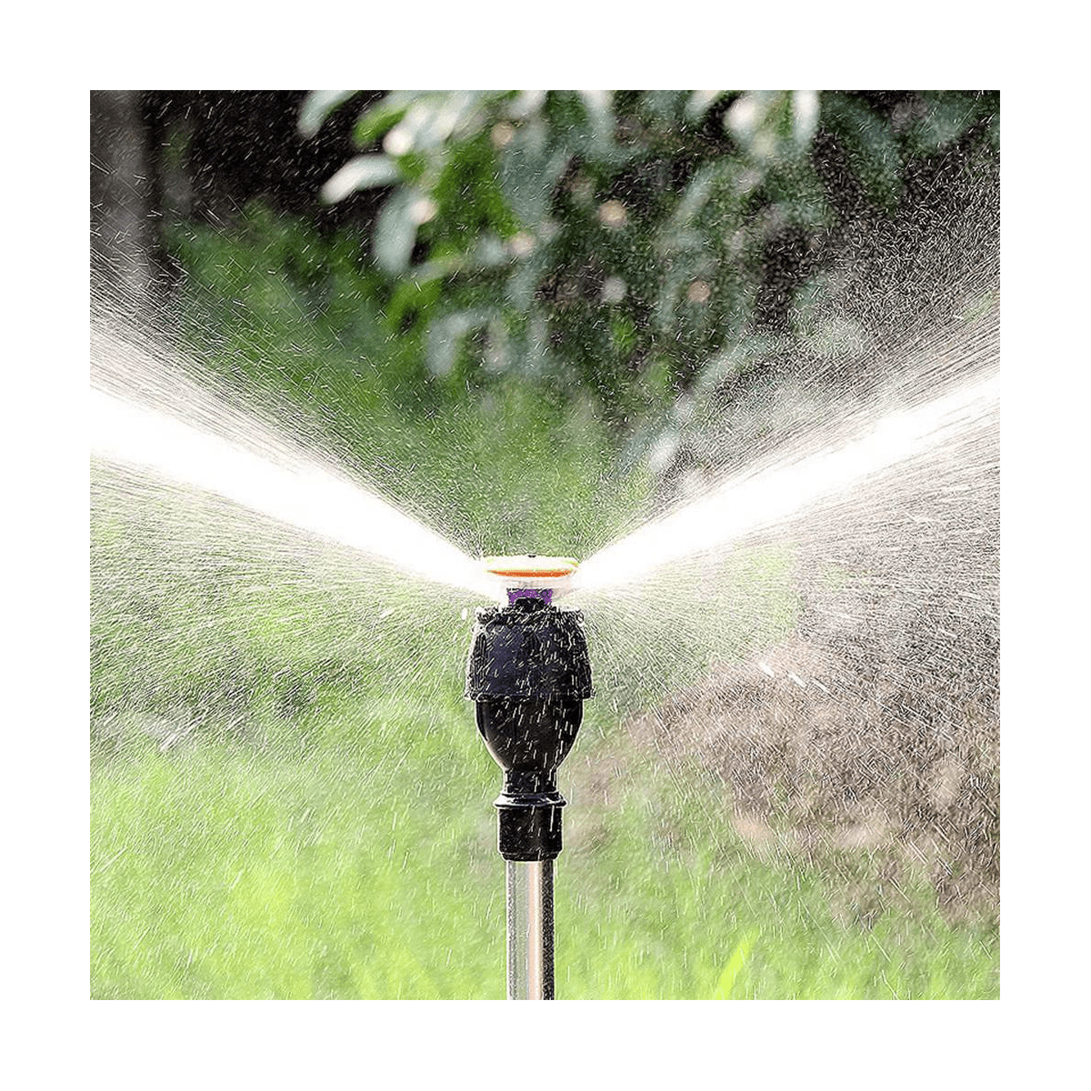 Telescopic Automatic Rotating Sprinkler Tripod Irrigation Artifact with One Sprinkler and Two Nozzles