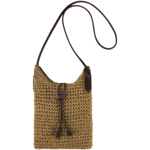 Kukuzhu Womens Small Straw Crossbody Bag Handwoven Beach Shoulder Bag Handbag Purse with Tassel for Summer