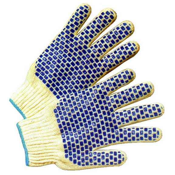 Cotton Knit Glove w/ PVC Blocks on Both Sides (Sold by Dozen) Size Womens
