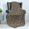 thumbnail image 4 of Mushrooms Soft Flannel Fleece Throw Blanket, Various Shapes Blots on a Dark Teal Background, Cozy Plush for Indoor and Outdoor Use, 50" x 60", Green Burnt Sienna, by Ambesonne, 4 of 5
