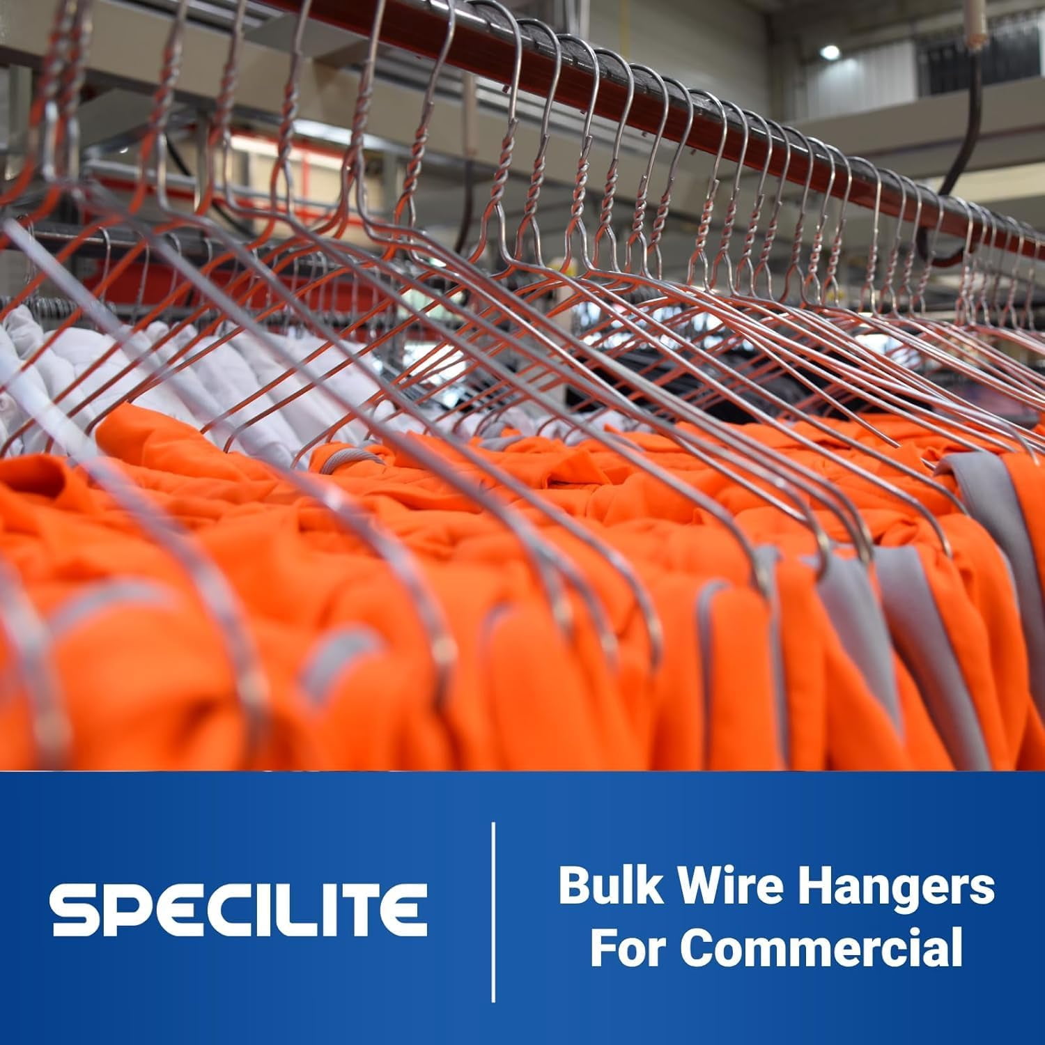 SPECILITE Wire Hangers 50 Pack, Metal Wire Clothes Hanger Space Saving with Groove, Silver
