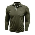 thumbnail image 5 of Dwelliawo Men's Casual Polo Shirts Loose Fit Collared Stylish Golf Dress Pullover Basic Button Classic Long Sleeve Shirts Green L, 5 of 5