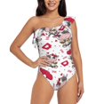 thumbnail image 2 of Picia Caring Cow Pattern Women's One Piece Swimsuits,One Shoulder Swimwear Asymmetric ,Ruffle Monokinis Bathing Suits,High Waisted Flattering Bathing Suits-X-Large, 2 of 8