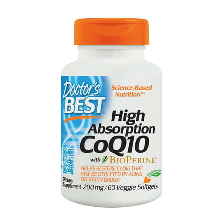 Doctor's Best High Absorption CoQ10 with BioPerine, Vegetarian, Gluten Free, Naturally Fermented, Heart Health and Energy Production, 200 mg 60 Veggie (Best Doctor For Testosterone Treatment)