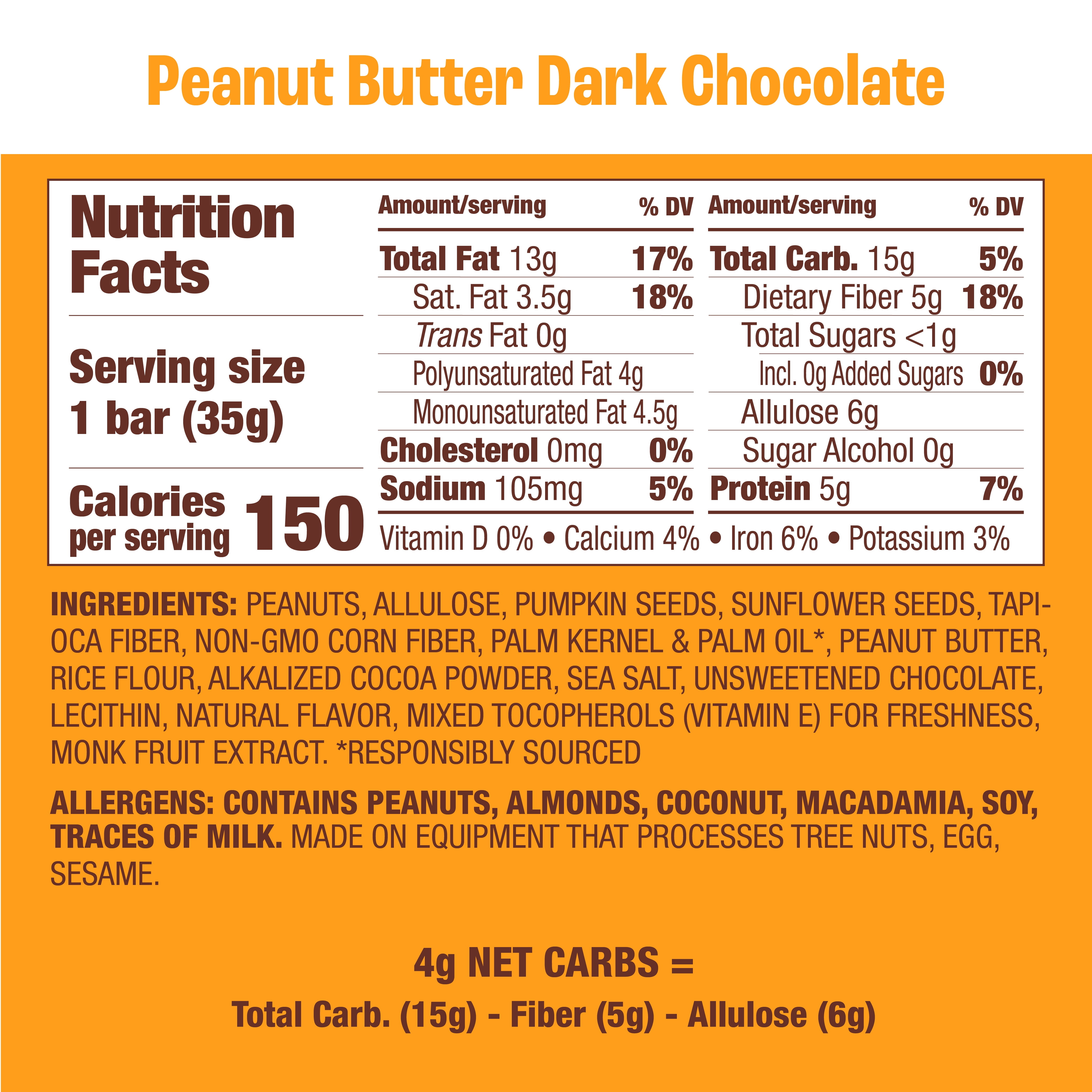 (3 pack) MUNK PACK 1g Sugar Nut & Seed Bars, Peanut Butter Dark Chocolate - Low Carb Keto Bars, Low Sugar Snacks, Gluten Free - Box, 4 Count, 1.23oz
