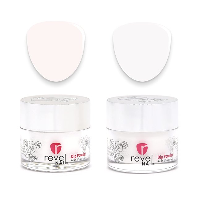 Revel Nail Dip Powder - Esmalte de uñas en polvo transparente y francés resistente a las astillas en polvo para uñas con vitamina E y calcio Manicura DIY Vivien & Veronica