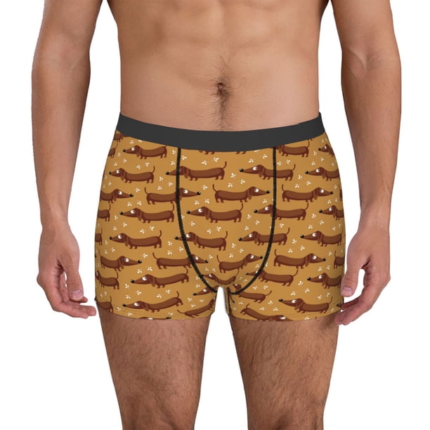 Fotbe Dachshund Dog Puppy Calzoncillos Tipo Boxer con Bolsa de Soporte Total para Hombre, X-Temp Fresco, Transpirable y de Secado Rápido-X-Large