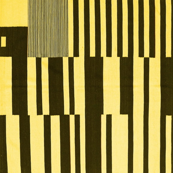 Ahgly Company Indoor Square Abstract Yellow Contemporary Area Rugs, 6' Square