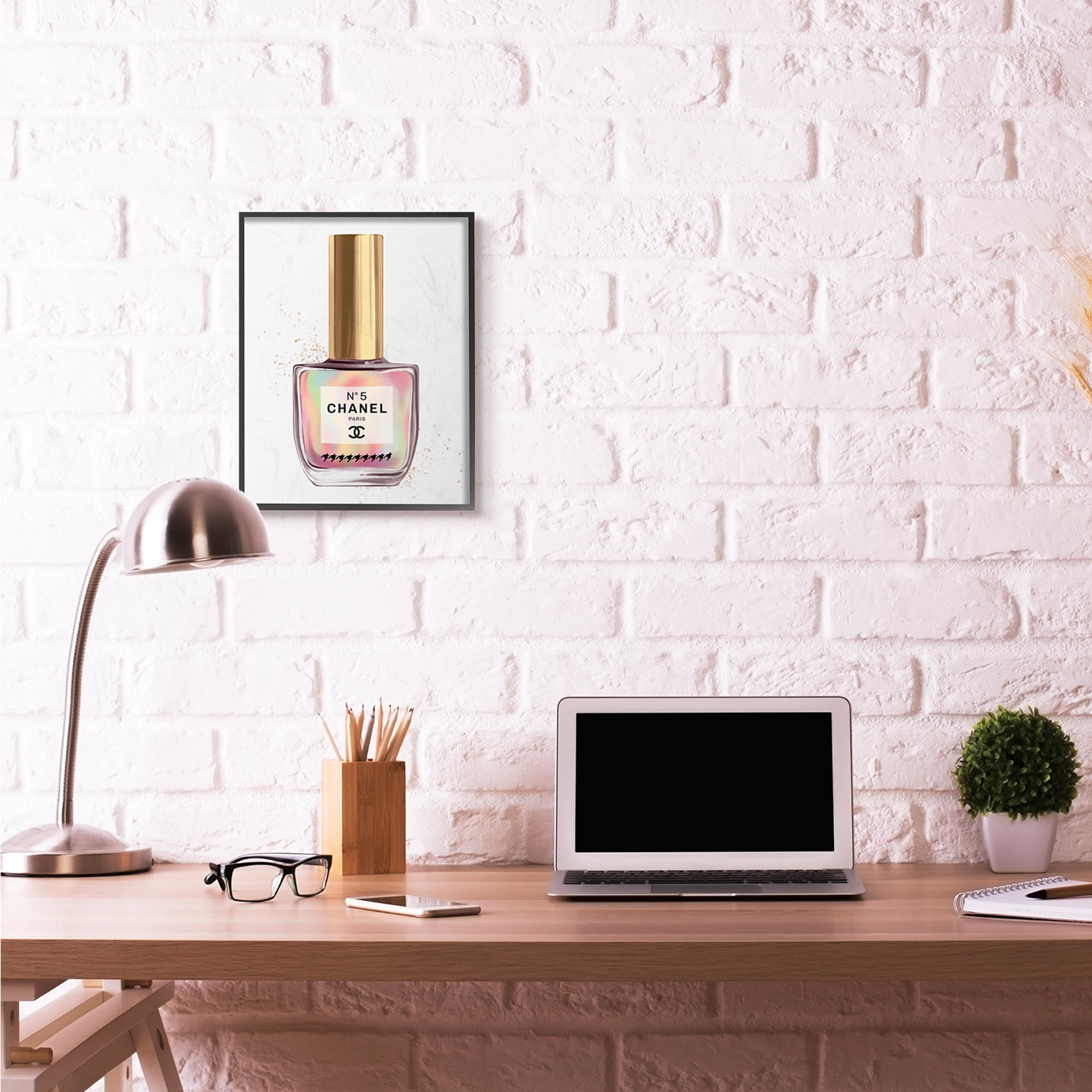 Stupell Industries Makeup Nail Polish Rainbow Fashion Design Framed Wall Art by Ziwei Li