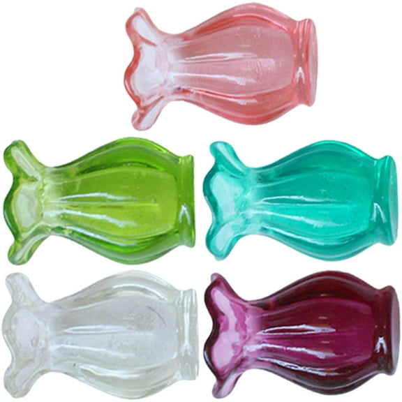 Raindrops 5Pcs Miniature Vase Model Assorted Color Plastic Resin Decorative Home Decoration Tiny Vase