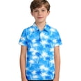 thumbnail image 4 of BJUTIR Boys T Shirts Summer Hawaii Beach Shirt Short Sleeve Button Down Shirt With Print Fashion Top For Kids And Nagers Versatile Tee Size 5-6 Years, 4 of 6