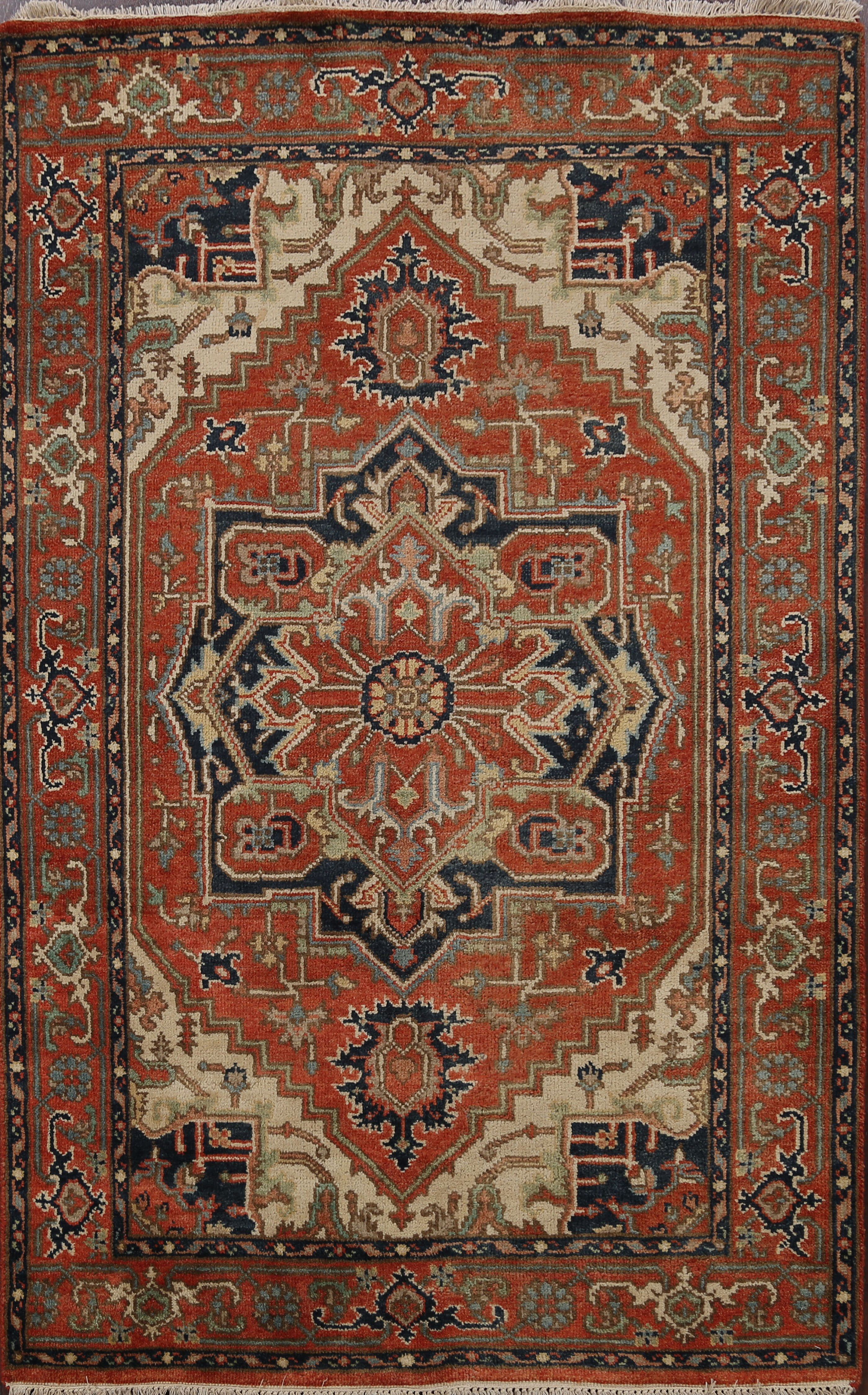Geometric Oriental Foyer Size Area Rug Handmade Wool Carpet 4x6
