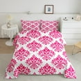 thumbnail image 2 of Erosebridal Baroque Gothic Print Bedding Full Comforter Set,Blue Boho Floral Down Comforter,White Pink Jacquard Bedding Sets Full with Comforter,Super Cozy Room Decorative Reversible,3 Pieces, 2 of 8