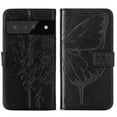 thumbnail image 3 of SaniMore Case for Google Pixel 7 Pro (6.7" 2022), PU Leather Skin with Luxury Embossed Butterfly [Wrist Strap & Card Slots & Flip Kickstand] Full-body Shockproof Business Wallet Cover, Black, 3 of 8
