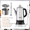 thumbnail image 6 of VEVOR 12-Cup 304 Stainless Steel Coffee Percolators Coffee Pot Coffee Maker Electric Coffee Percolator 1000W Automatic Keep-Warm & Split Power Base, 6 of 9