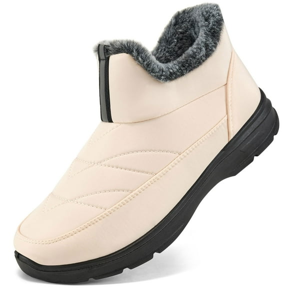 Ecetana Snow Boots for Women Winter Slip On Ankle Boots Waterproof Outdoor Anti Slip Shoes