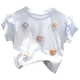 thumbnail image 4 of TBUIALL Ropa de verano para niñas, camiseta de manga corta con estampado de flores de arcoíris, cuello redondo fino, manga corta para niños pequeños, 4 of 5