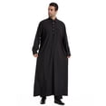 thumbnail image 2 of BSDJILFG Mens Long Robes Half Zip Up Long Sleeve Sun Protection Slim Fit Linen Breathable Maxi Nightgowns for Mid-East Tradition, 2 of 9