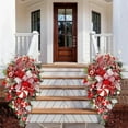 thumbnail image 4 of Kajiali 1/2pcs Christmas Wreath Garland Candy Cane Bow Ornament Front Door Wall Home Decor, 4 of 10