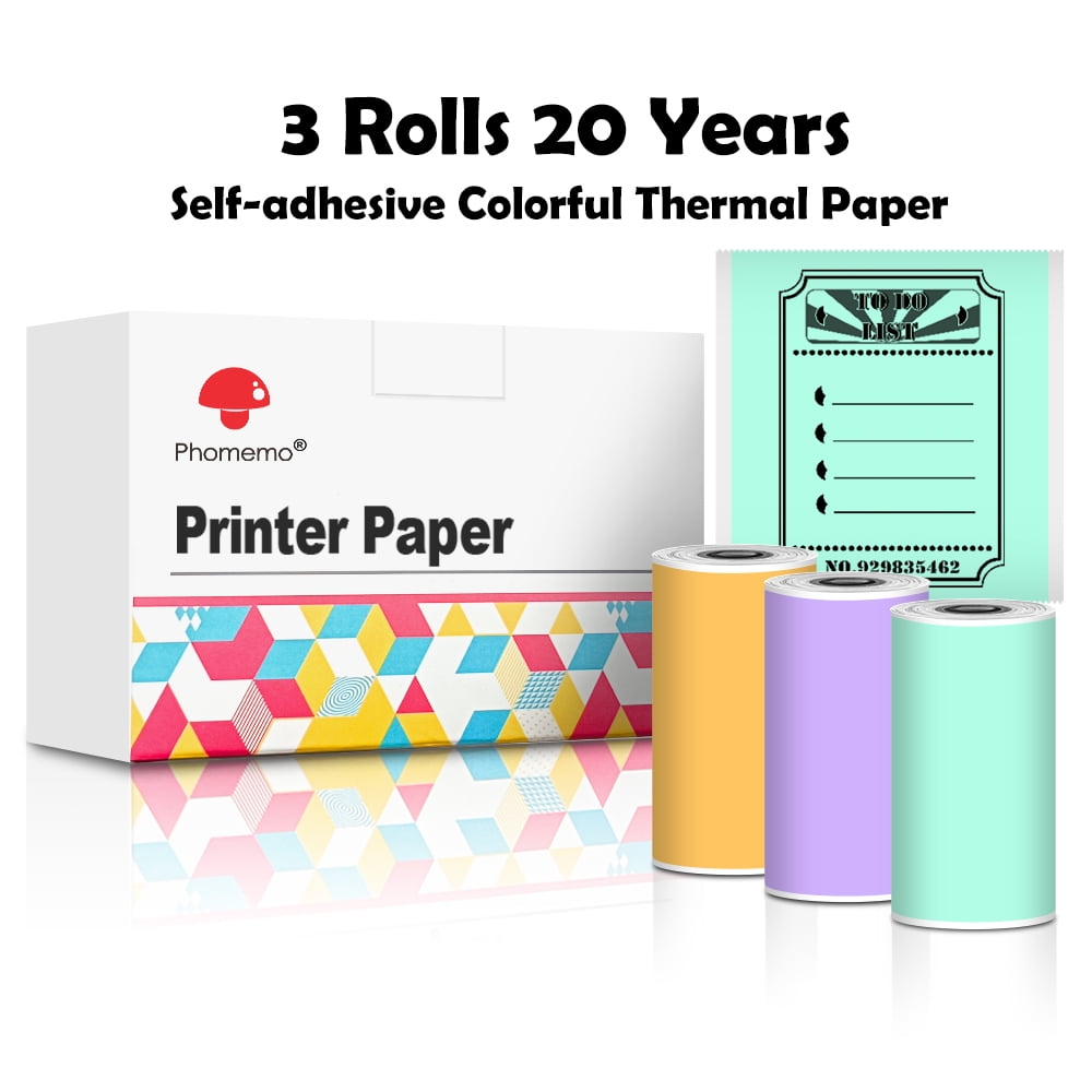 Phomemo 3 Rolls Self-adhesive Transparent Sticker Thermal Paper for T02 