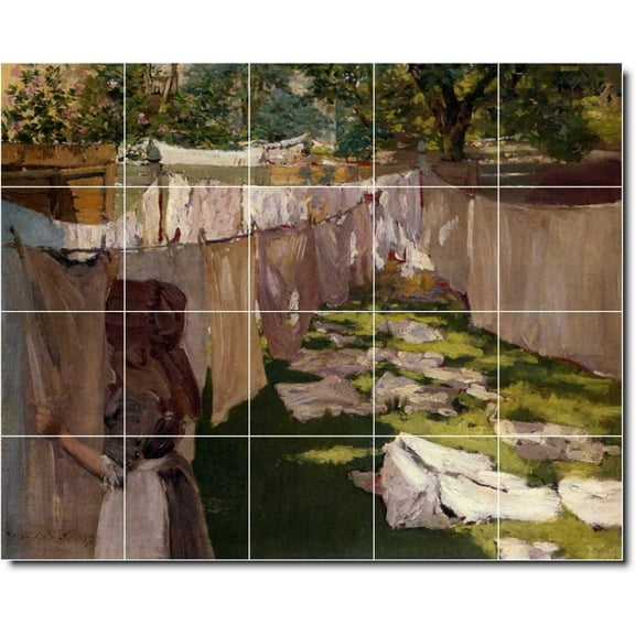 Ceramic Tile Mural-William Chase Village Painting 135. 30" w x 24" h using (20) 6 x 6 ceramic tiles
