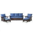 thumbnail image 4 of PARKWELL 5-Piece Outdoor Sectional Sofa Set with 3-Seat Sofa,2 Cushioned Lounge Chairs and 2 Ottoman Seat Foot Rest,Rattan Wicker Conversation Furniture Sets,Navy, 4 of 10