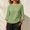 #0176-Green, variant on Women‘s Round Neck 3/4 Ruffle Sleeve Side Drawstring Ruched Blouse Casual Summer Top for Daily Lightweight