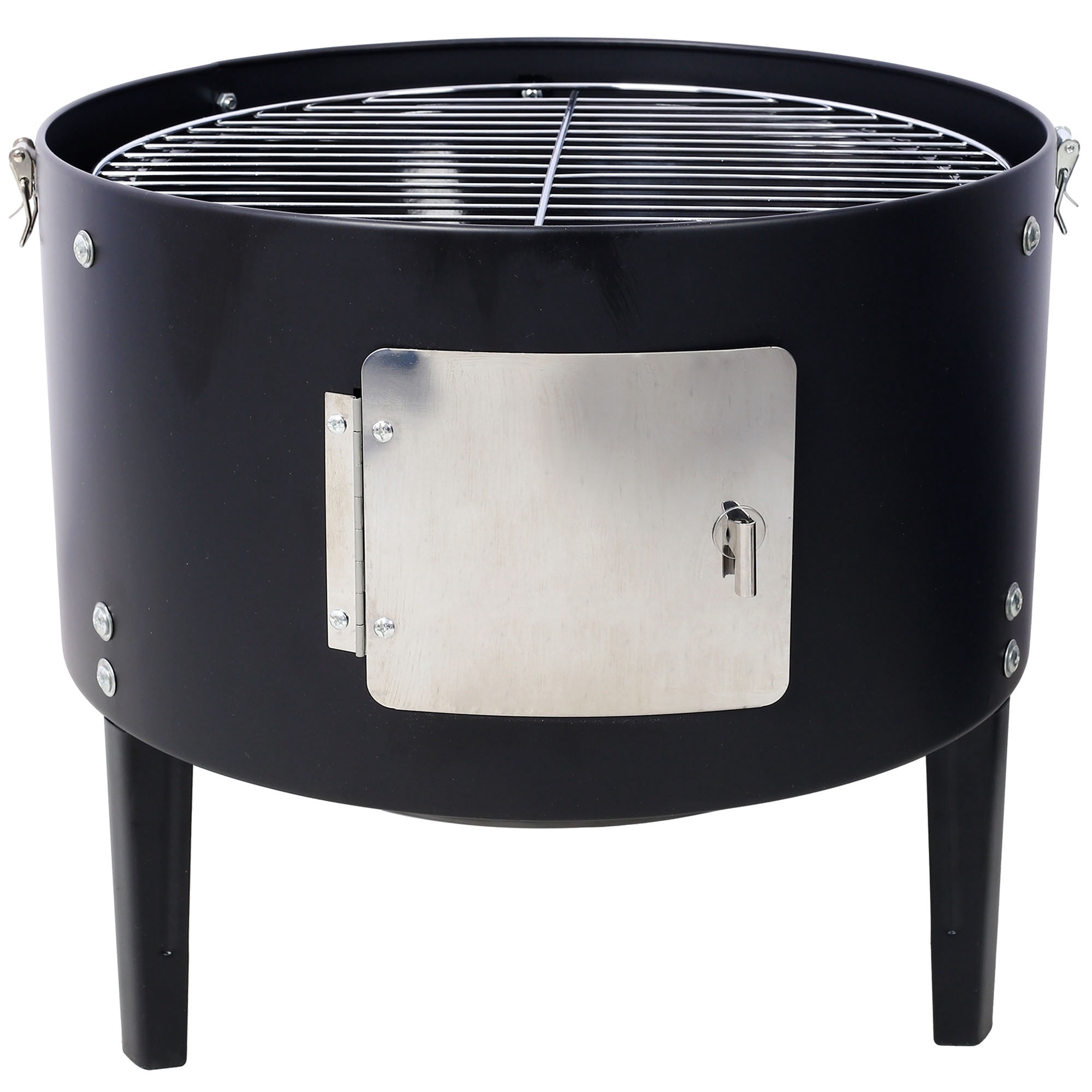 Heavy Duty 17 Inch Steel Charcoal Smoker in Black - for Outdoor Cooking, Premium BBQ Grill for Perfectly Smoked Meats and Delicious Barbecue