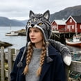 thumbnail image 3 of Hood Hat DIY Crochet Kit Adult Hand Knit Craft Supply Setm, Animal Hood Hat DIY Crochet Kit Beginner Hand Knitting Craft Supplies, DIY Craft Gift for Adults(Wolf), 3 of 6