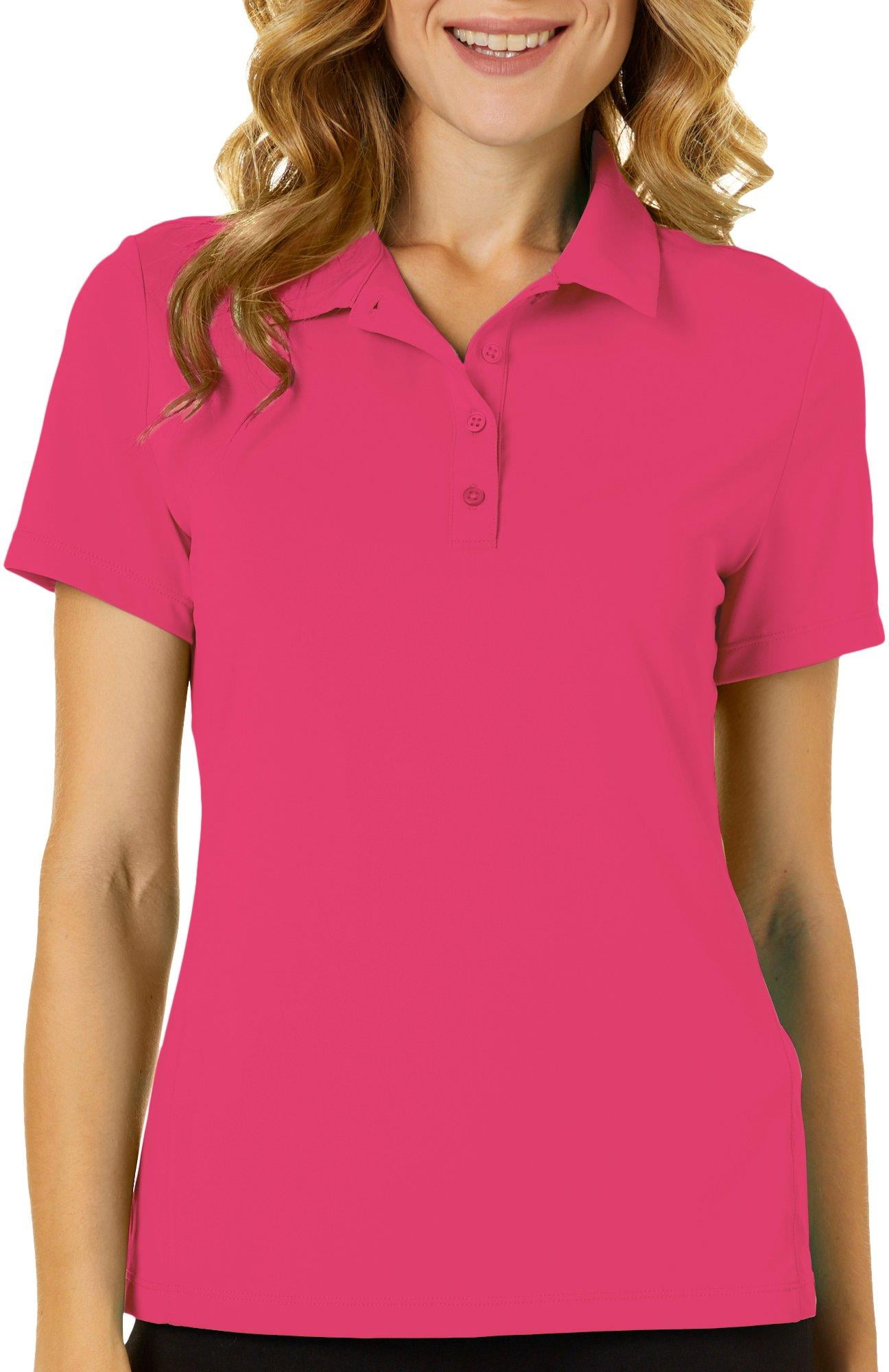 Lillie Green - Lillie Green Womens Solid Button Front Polo Shirt