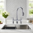 thumbnail image 5 of Wowow Bridge Kitchen Faucet: 3 Holes Kitchen Faucet with Pull Down Sprayer - Two Handles 8 Inch Centerset Kitchen Sink Faucet, 360° Swivel Spout, 5 of 8