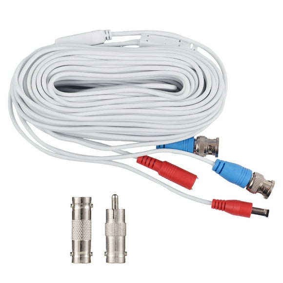 Camera 60 Feet BNC Video Power Cable Wire 2MP  Video Security Camera Wire with Connectors for CCTV Camera DVR System