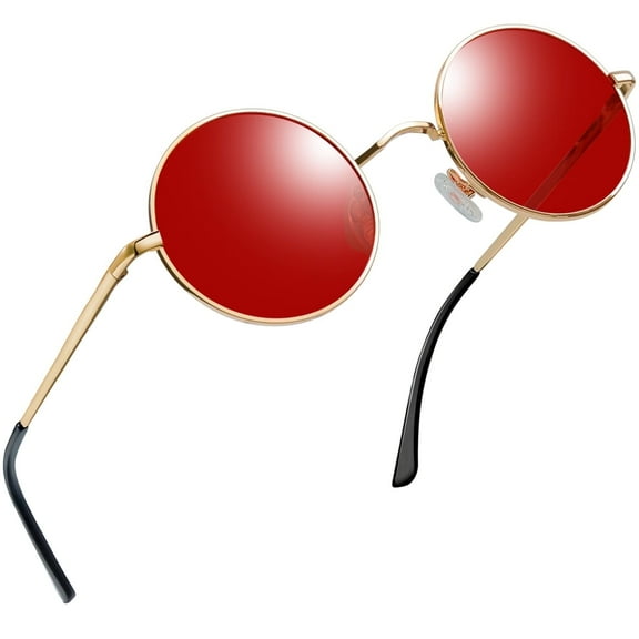 Joopin Hippie Round Sunglasses for Women Men Circle Sun Glasses UV Protection (Red)