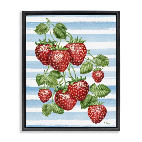 Stupell Industries Juicy Strawberry Vine Black Framed Floater Canvas Wall Art, design by Paul Brent