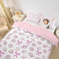 thumbnail image 3 of jejeloiu Watercolor Seashell Starfish Bedding For Girls,Pink Bow Duvet Cover Full,Pink White,Pink Reversible,3 Pieces,1 Duvet Cover and 2 Pillowcases, 3 of 6
