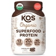 thumbnail image 1 of KOS Vegan Protein Powder Erythritol Free, Chocolate - Organic Pea Protein Blend, Plant Based Superfood Rich in Vitamins & Minerals - Keto, Dairy Free - Meal Replacement for Women & Men, 28 Servings, 1 of 5