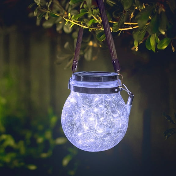 XMMSWDLA Solar Lantern Crackle Glass Ball, Amber Warm Solar Lanterns Outdoor Waterproof Solar Garden Decor Patio Lights Hanging Solar Lights Outdoor Decorative Lanternled lights