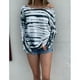 thumbnail image 3 of Top casual para mujer, estampado floral, cuello con hombros descubiertos, manga larga, para levantamiento diario y al aire libre, 3 of 6