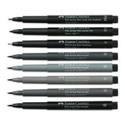 Faber-Castell Pitt Artist Pens- Black and Gray, Set of 8, Assorted