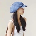 thumbnail image 2 of YooGuoGuo Denim Newsboy Cap for Women Men Fashion Short Brim Bakerboy Hat Vintage Lightweight Canvas Octagonal Cap, 2 of 8