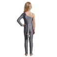 thumbnail image 3 of Aiihoo Kids Cat Outfit Set Shiny Rhinestones Jumpsuit with Tail Dancewear Single Long Sleeve Unitards Grey 8, 3 of 5