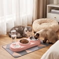 thumbnail image 4 of 3 in 1 Cat Bowl,Cat Food and Water Bowl Set with Water Dispenser and Stainless Steel Bowls,Double Bowls Design,15-degree Tilted Pet Feeder,Pink, 4 of 6